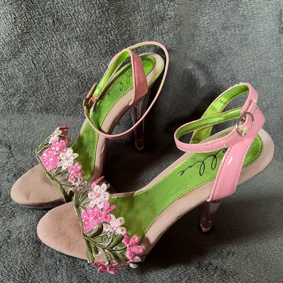 Ellie small platform heels pink flowers - Picture 5 of 7